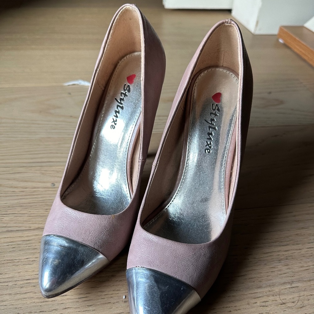 Pink and silver heels
